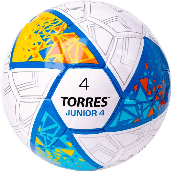 Мяч футб. TORRES Junior-4, F323804, р.4,глянц.ПУ, 4 сл, 32п, руч.сш, бел-жел-гол за 2&nbsp;070.60 ₽ в Чебоксарах