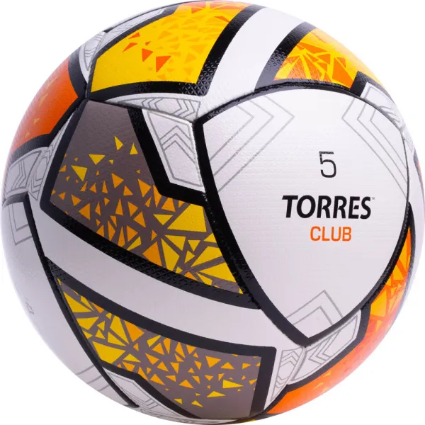 Мяч футб. TORRES Club, F323965, р.5, 10 пан., ПУ, гибрид. сшив, бел-оранж-желт за 2&nbsp;225.30 ₽ в Чебоксарах