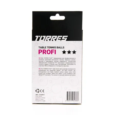 Мяч для наст. тенниса TORRES Profi 3*, TT23012, диам. 40+мм, упак. 6 шт, белый за 338.30 ₽ купить в Чебоксарах