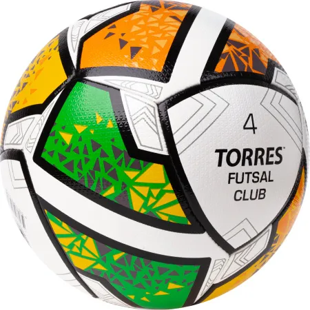 Мяч футзал. TORRES Futsal Club, FS323764, р.4, 10 пан. ПУ, 4 под. сл, гибрид. сш. бело-зел-оранж за 2&nbsp;264.40 ₽ купить в Чебоксарах