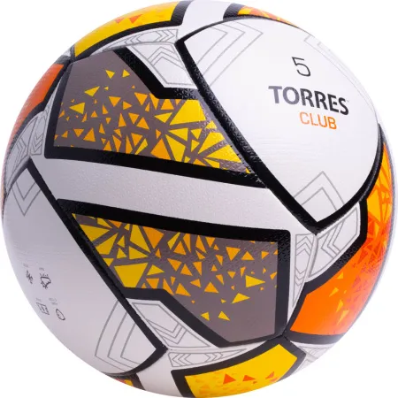 Мяч футб. TORRES Club, F323965, р.5, 10 пан., ПУ, гибрид. сшив, бел-оранж-желт за 2&nbsp;225.30 ₽ купить в Чебоксарах